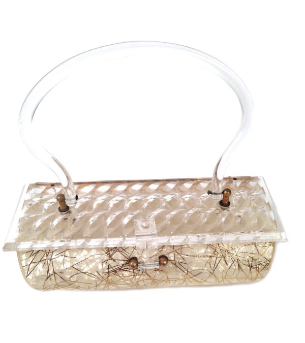Gilli New York Lucite confetti carved top vintage handbag purse
