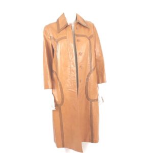 leather long orange brown Country Togs vintage coat