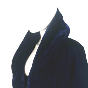 vintage royal blue velvet stand up collar swing coat