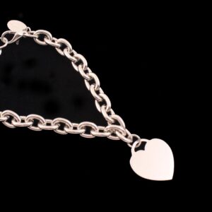 Wincraft silver tone S C initialed lovers heart charm bracelet