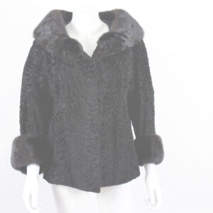 vintage black Persian lamb mink collar & sleeves jacket