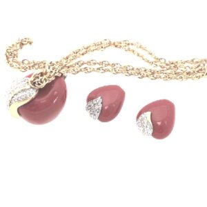 kenneth Jay Lane red apple swaroski crystal necklace & earrings