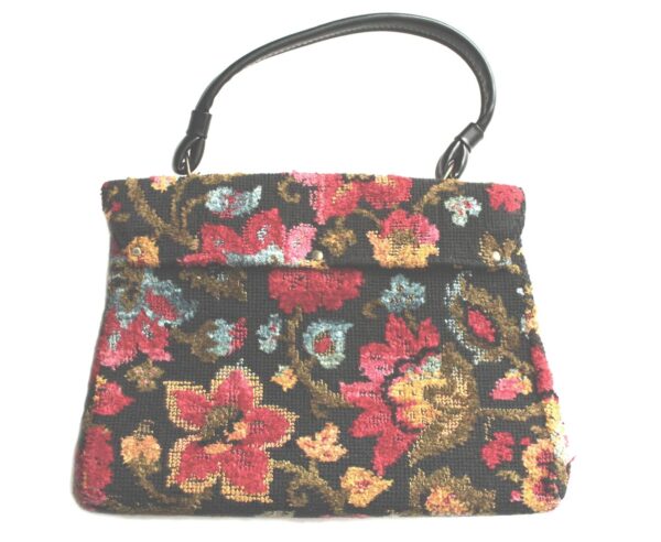 floral chenille tapestry carpet bag vintage purse