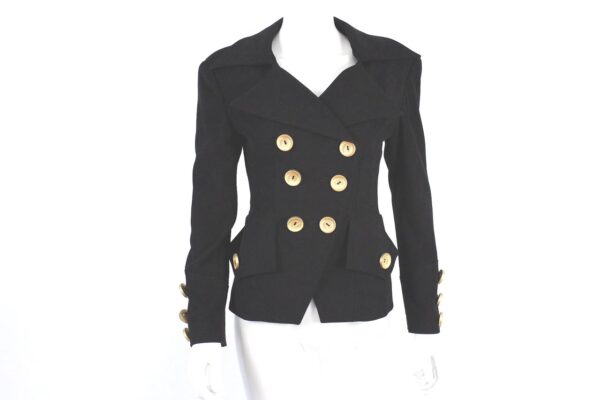 black double breasted gold buttons jacket coat