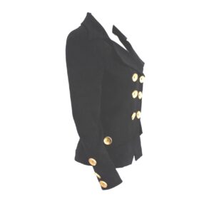 black double breasted gold buttons jacket coat