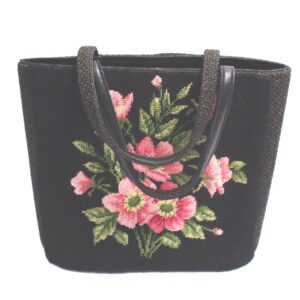 vintage JR Florida floral needlepoint handbag purse
