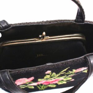 Vintage JR Florida floral needlepoint handbag purse