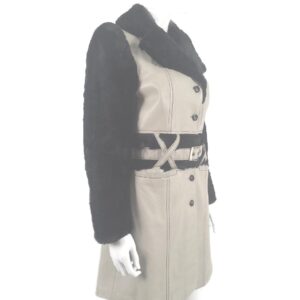 Kinetic montreal vintage mouton fur trim leather coat