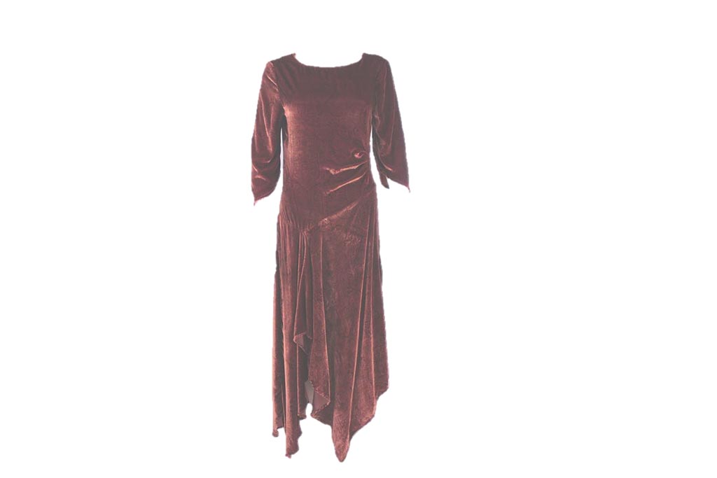 Vintage Velvet Copper Brown Flamenco Style Dress - Momentum Vintage