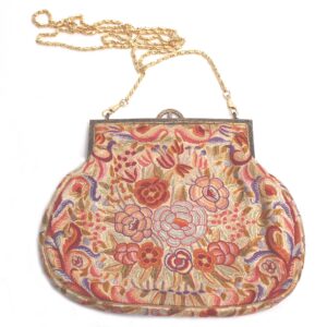 floral embroidered needlepoint vintage evening bag purse