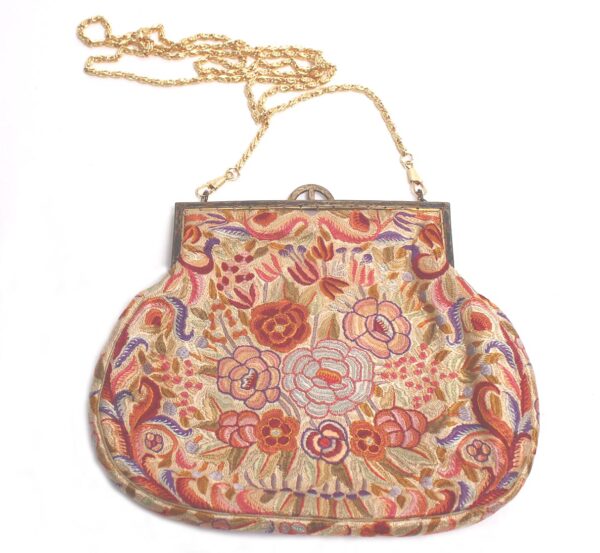 floral embroidered needlepoint vintage evening bag purse