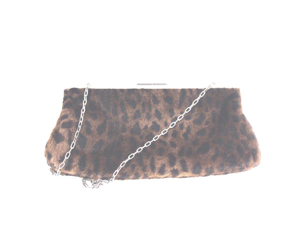 Dennis Basso Faux Fur Leopard Shoulder Bag Clutch Purse - Momentum Vintage
