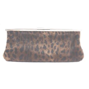 Dennis Basso leopard faux fur clutch shoulder bag