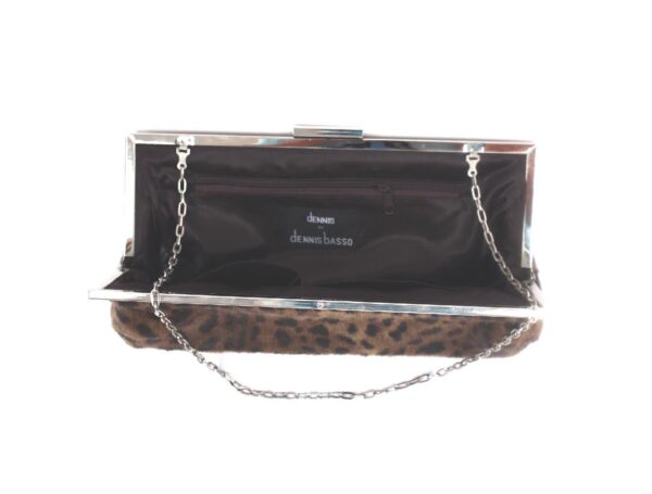 Dennis Basso leopard faux fur clutch shoulder bag