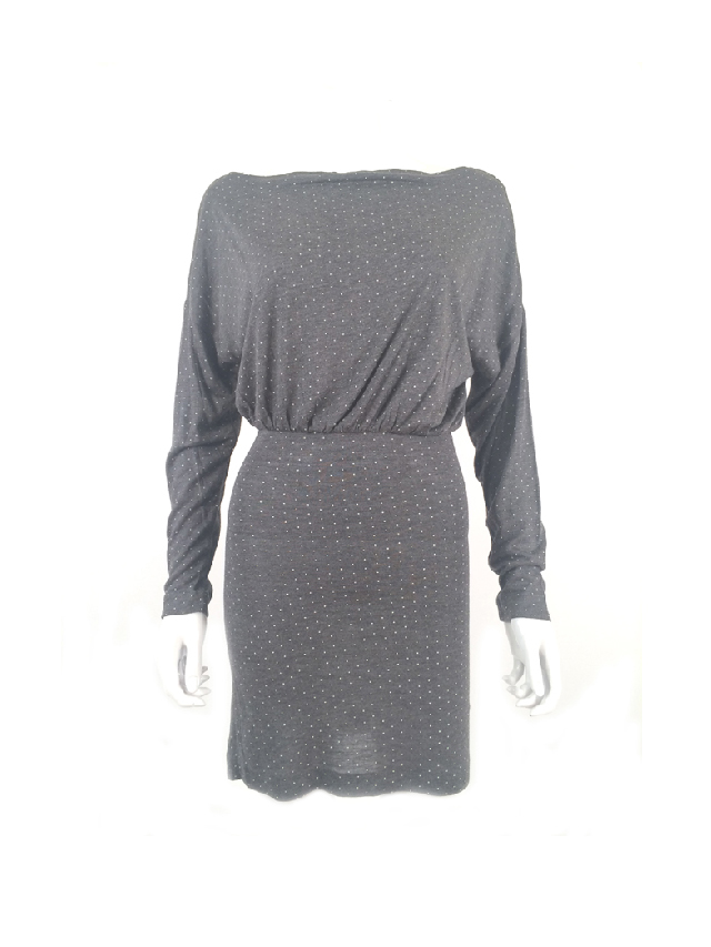 Elsa Zanella Gray Polka Dot Print Made in Italy Dress Size 6 - Momentum ...