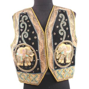 vintage elephant embroidered 70s vest