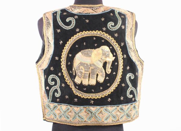 vintage elephant embroidered 70s vest