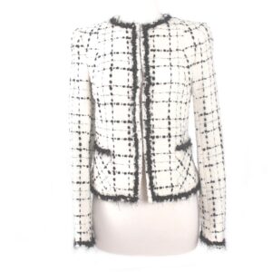 black & white Zara tweed waist jacket