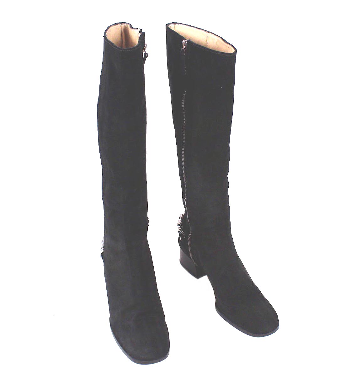 Michael Kors Black Suede Chain Heels Boots - Momentum Vintage