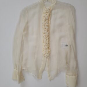 alexander mcqueen silk ruffled cream white blouse