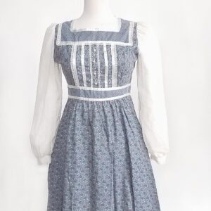 vintage gunne sax lace trim 70s polka dot floral prarie dress