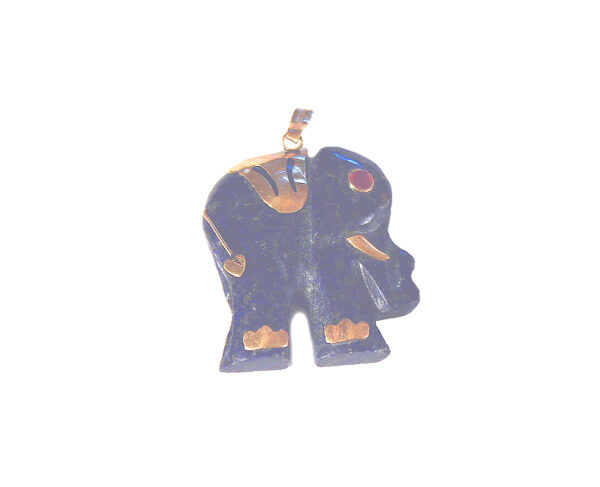 14k blue lapis elephant ruby eye pendant