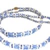 blue white porcelain drum bead necklace