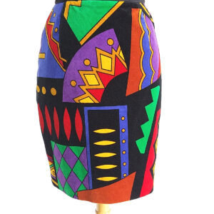 Louis Feraud velvet multi colors & shapes skirt