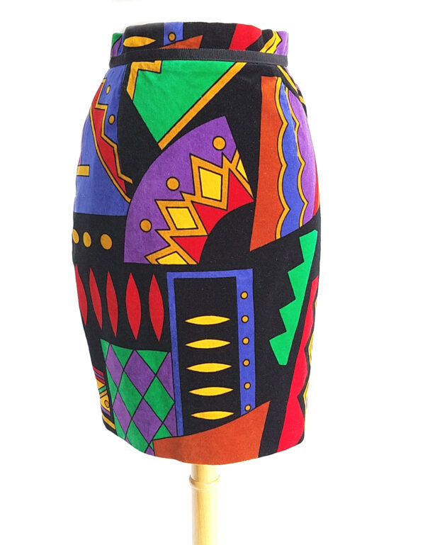 Louis Feraud velvet multi colors & shapes skirt