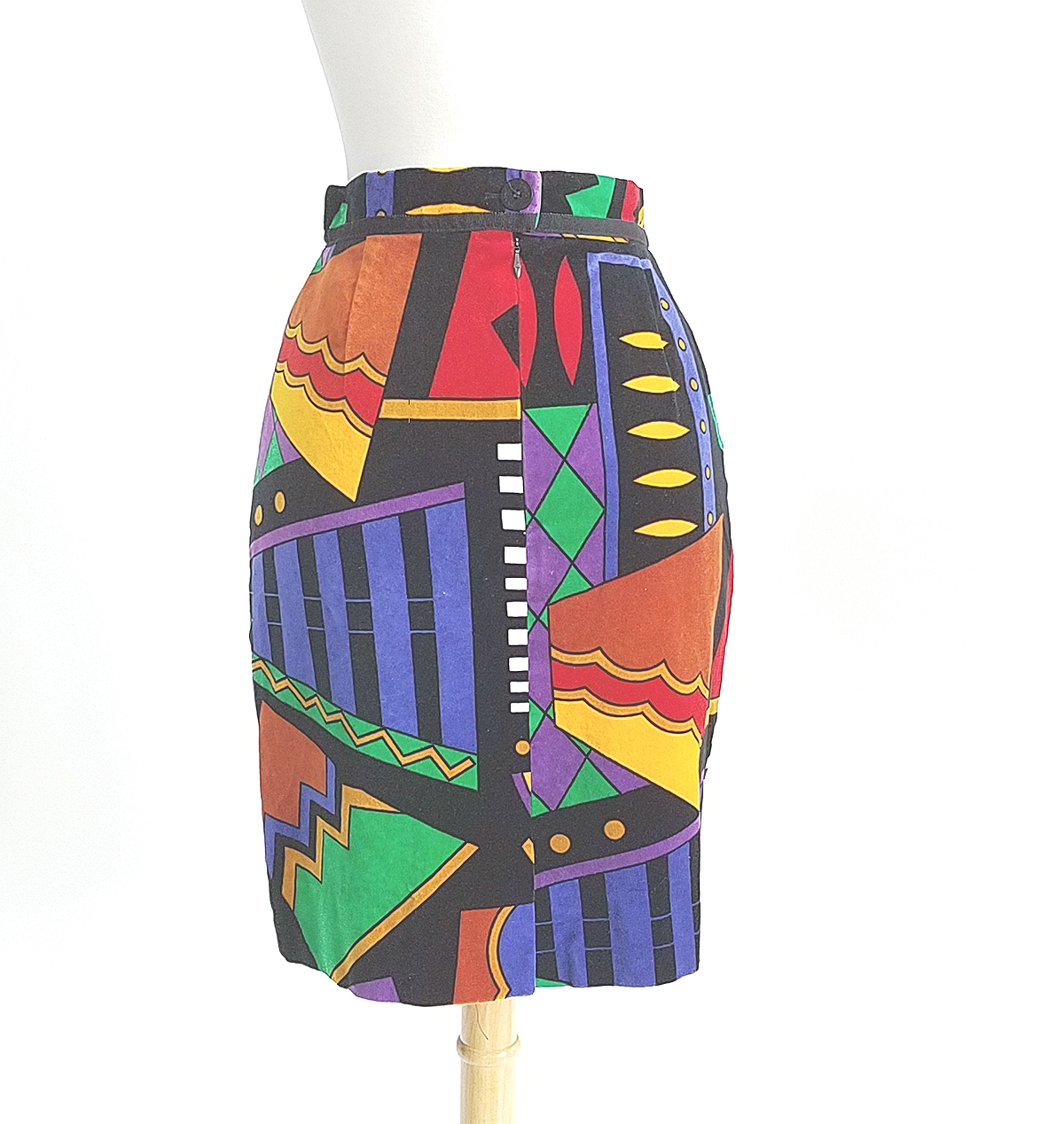 Louis Feraud Velvet Abstract Print Design Skirt Size 10 - Momentum Vintage