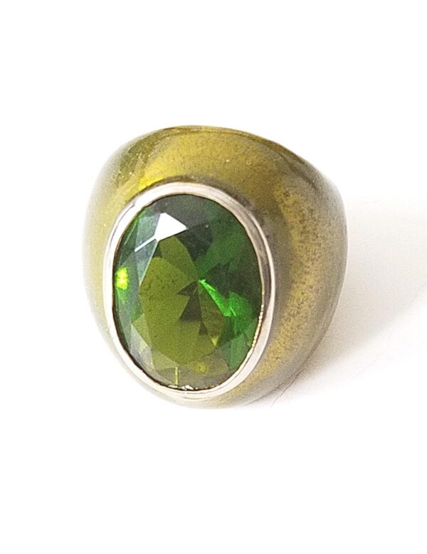 Noir enameled green beveled stone cocktail ring