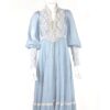 vintage gunne sax 70s blue renaissance lace bodice sleeves dress