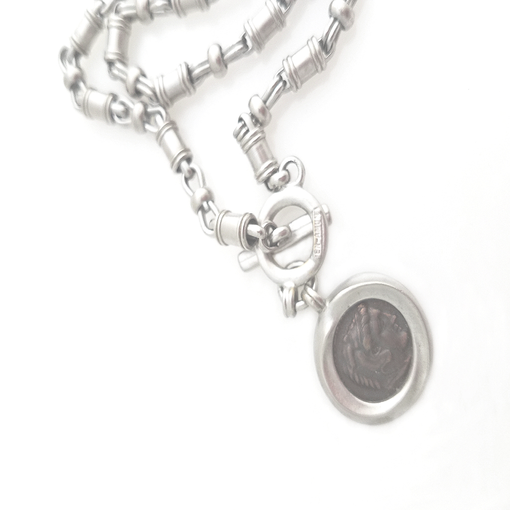 Ben-Amun Roman Coin Pendant Silver Tone Chain Necklace - Momentum