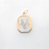 14kt diamond initial "v" pendant gold tone charm charm