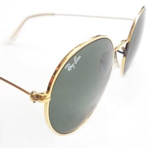 vintage ray ban green lens gold tone metal frame sunglasses