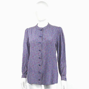 ungaro parallele silk lavender multi colors lines design 70s vintage blouse