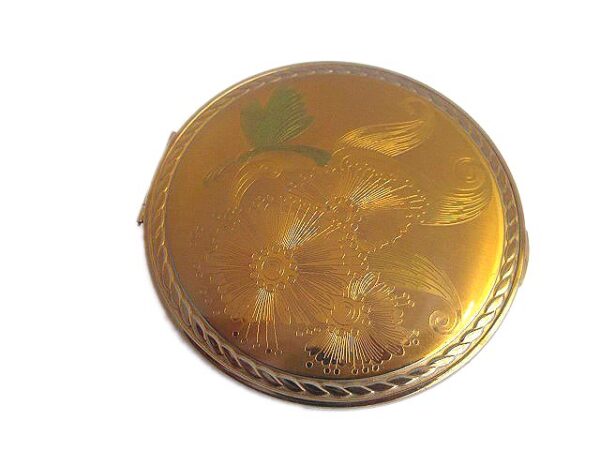 elgin American etched butterfly vintage compact