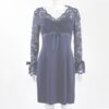 rickie freeman for t.j. nites blue floral lace ribbon dress