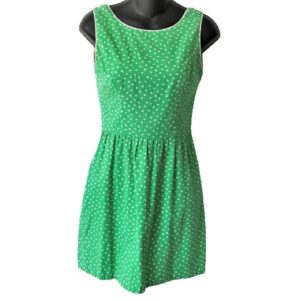 vintage lanz designer original white flowers green 70s dress