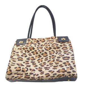 leopard print bloomingdales black leather tote bag
