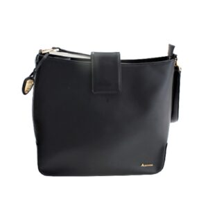 aquascutum black leather shoulder bag purse