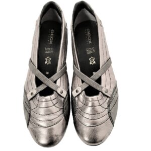 geox respira silver metallic leather shoes