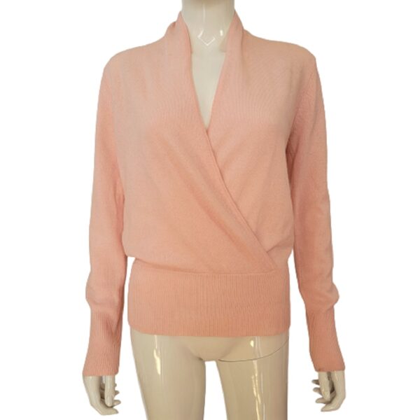 evelyn grace pink cashmere wrap front sweater
