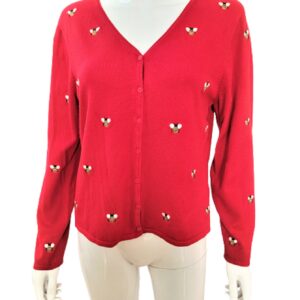 etoile red cardigan bumble bee embroidered sweater