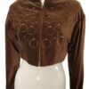 vintage brown velvet metal loop embellished front waist jacket