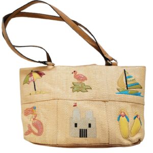 rosetti straw beach design purse