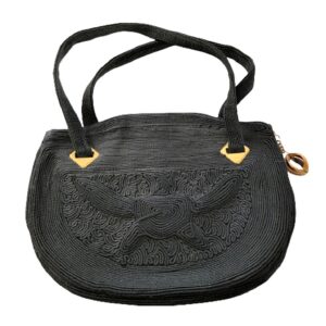 corde vintage 40s black purse geometric design bag