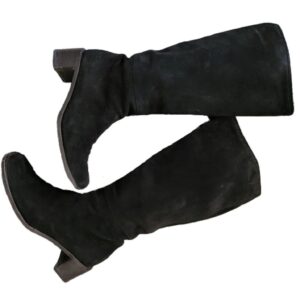 vintage gucci designer black suede block heel boots
