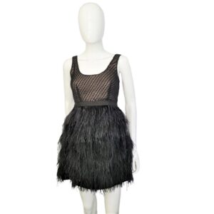 cooperative designer black feather mini dress