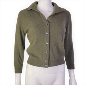 vintage saks fifth ave cashmere olive green cardigan sweater